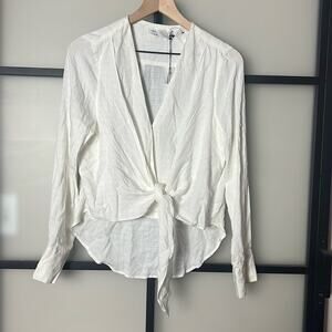 NWT The Room by ark & co. White Tie Front Shirt Size Medium